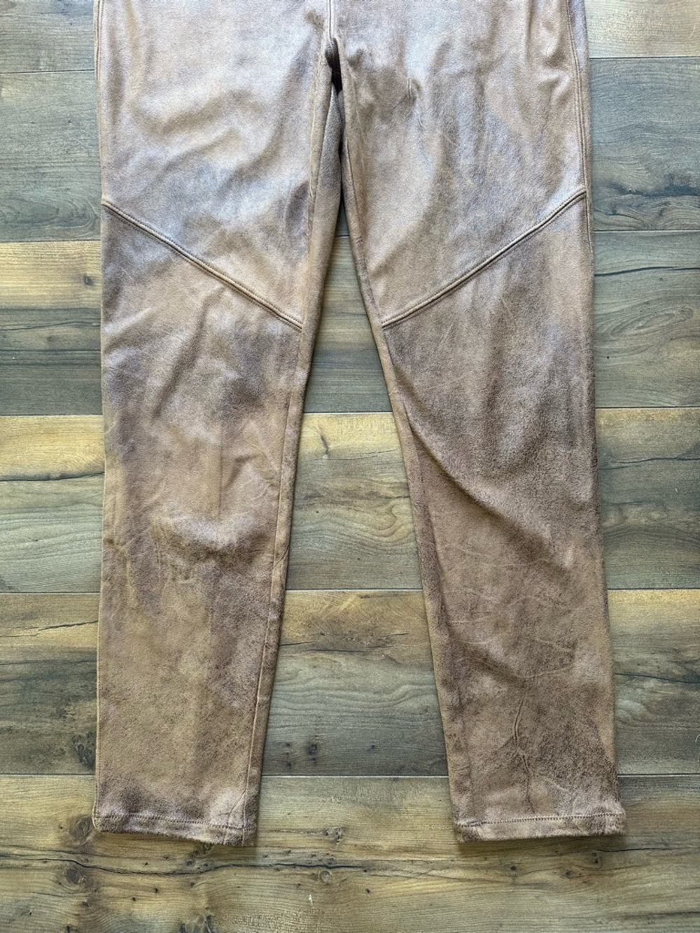 Free People Faux Suede Leather Leggings Brown Boho Moto Stretch - Picture 3 of 6
